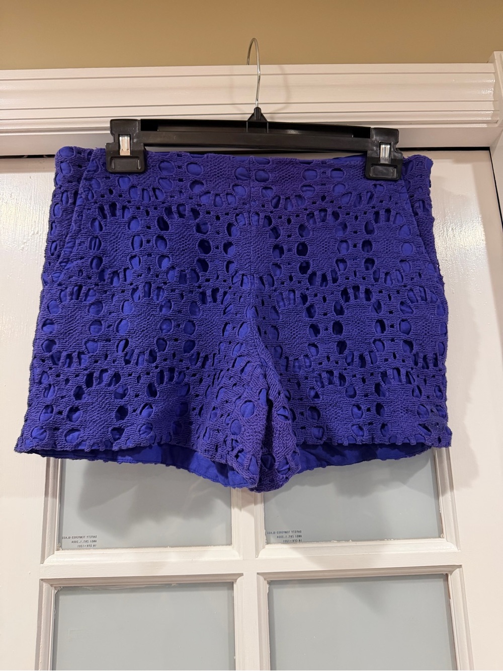 Trina Turk Royal Blue High-Waist Crochet Lace Shorts